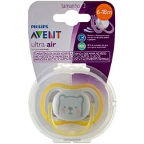 Chupeta ultra air unitaria urso 6-18m amarela philips avent