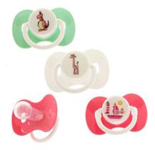 Chupetas Borboleta Bico 100% De Silicone Redondo Para Menina 3 Unidades