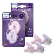 Chupetas para bebês AVENT Soothie Orthodontic 100% silicone, pacote com 4