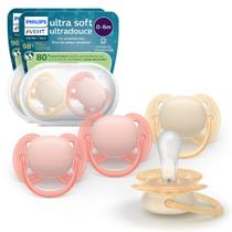 Chupete Ultra Suave Ortodóntico AVENT 0-6 Meses Paquete de 4