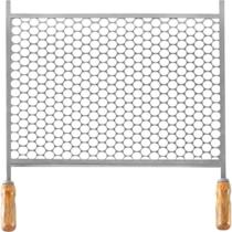 Churrasco Grelha Inox Moeda Expandida 60cm X 40cm Cabo Madeira - Stolf