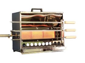 Churrasqueira 3 Espetos C/ Queimador Infravermelho Aço Inox - Giro Manual