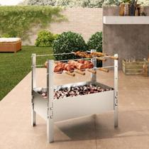 Churrasqueira 50cm desmontavel aço galvanizado Qualinox 3850 com 4 espetos