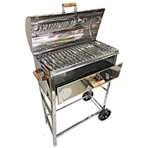 Churrasqueira a Bafo Grande Inox Argentina Grelha Parrilla Parrilha Carrinho Churrasco