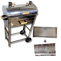 Churrasqueira A Bafo Grande Inox Kit 2 Grelhas Parrila Moeda
