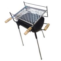 Churrasqueira a Carvão Compacta Completa C/Grelha Prática Portátil Desmontável Camping Pesca Casa