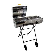 Churrasqueira a Carvão Mista Inox com 2 Grelhas Ouro Minas Mega Grill