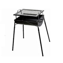 Churrasqueira a Carvão Portátil Aço Carbono com Grelha Inox Preta Ouro Minas 75x30x28cm