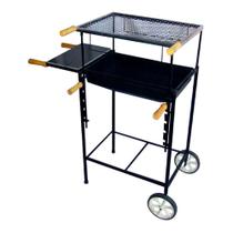 Churrasqueira a Carvão Portátil Retangular Regulável Inox com Rodas Grelha Santa Edwirges P Churrasqueira a Carvão Portátil Retangular Regulável Inox com Rodas Grelha Santa Edwirges P
