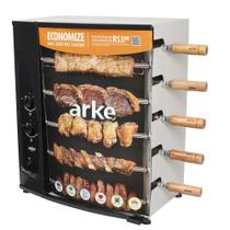 Churrasqueira a Gás Com 5 Espetos Giratórios Assador Rotativo Bivolt Aço Carbono GLP Arke AGR