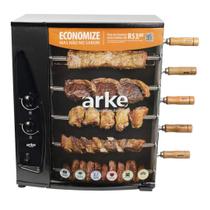 Churrasqueira a Gás Com 5 Espetos Giratórios Assador Rotativo Bivolt Aço Carbono GN Arke