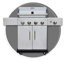 Churrasqueira a Gás com Carrinho Chaleur Devon Inox 4 Queimadores Fogão Lateral Linha Gourmet Premium