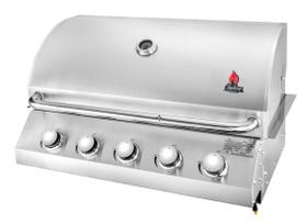 Churrasqueira a Gás de Aço Inox Chaleur Grill 5 de Embutir Queimadores para Bancada