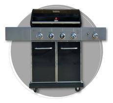 Churrasqueira a Gás Premium com Tampa Bafo Devon Black Chaleur Brasil, Modelo Carrinho Gourmet