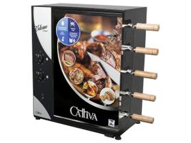 Churrasqueira a Gás Rotativa Com 5 Espetos Giratórios Vulcano Cattiva Arke Assador Bivolt GLP