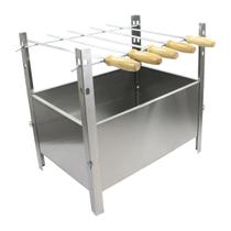 Churrasqueira Aço Inox com 5 Espetos Desmontável Portátil