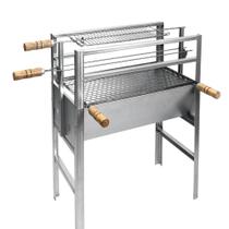 Churrasqueira Aço portátil Robusta Desmontavel Modular Com Grelha Inox e Suporte para acessorios espetos GM Churrasqueira Aço portátil Robusta Desmontavel Modular Com Grelha Inox e Suporte para acessorios espetos GM