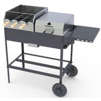 Churrasqueira Americana Rotativa Progás Prca-340 Aço Inox Com Rodas Mesa E Grelha Bivolt P41714