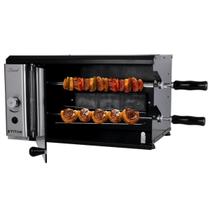 Churrasqueira Assador Gás de 2 Espetos Vertical de Bancada para apartamento sem Fumaça Stand Preto Inox