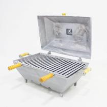 Churrasqueira Bafo Quadrada Alumínio Fundido Grande Cinza