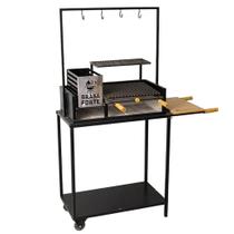 Churrasqueira Brasa Forte Parrilha Argentina Uruguaia Top com Grelha Completa Móvel a Carvão