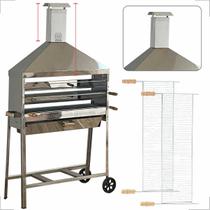 Churrasqueira Carrinho Para Espetinho Inox 1 METRO Com Coifa e Tres Alturas Gaveta para o Carvão e Grelha Aramada