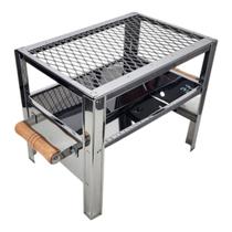 Churrasqueira Carvão Aço Inox Mini Grill Pesca Camping Com Grelha