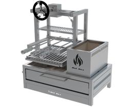 Churrasqueira De Bancada Inox Parrilla Com Espeto e Grelha Elevatória Argentina 74x45cm