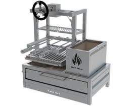 Churrasqueira De Bancada Inox Parrilla Com Espeto e Grelha Elevatória Argentina 74x45cm Churrasqueira De Bancada Inox Parrilla Com Espeto e Grelha Elevatória Argentina 74x45cm