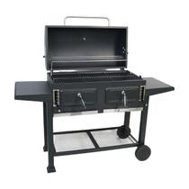 Churrasqueira de carrinho dupla bafo a carvão Broiler preta