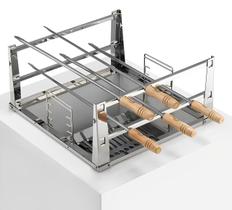 Churrasqueira de Embutir Fixa Aço Inox Cromado Com 5 Espetos - Click Aramados