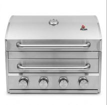 Churrasqueira de Embutir Híbrida Chaleur Brasil Dual Flame Inox 304 4 Queimadores 40.000 BTU Gás, Carvão e Defumação