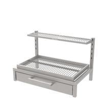 Churrasqueira De Inox Com porta Para Alvenaria 74X45 Grelha Uruguaia