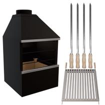 Churrasqueira De Parede E60 com Kit de 4 espetos simples e Grelha Argentina