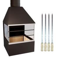 Churrasqueira de Parede E62V - com vidros laterais e Espetos Simples