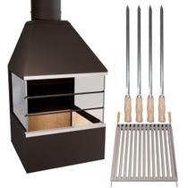 Churrasqueira de Parede E62V - com vidros laterais e Grelha Argentina