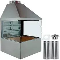 Churrasqueira de Parede E62V - com vidros laterais Em chapa Inoxidável 304 escovado - sem pintura Churrasqueira de Parede E62V - com vidros laterais Em chapa Inoxidável 304 escovado - sem pintura