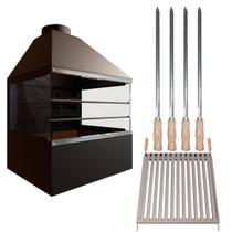 Churrasqueira de Parede E72V -com vidros laterais e Kit Grelha e Espetos Churrasqueira de Parede E72V -com vidros laterais e Kit Grelha e Espetos