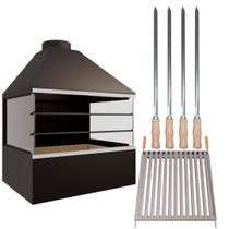 Churrasqueira de Parede E82V -com vidros laterais e Kit Grelha e Espetos Churrasqueira de Parede E82V -com vidros laterais e Kit Grelha e Espetos