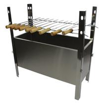Churrasqueira Desmontável Portátil Em Aço Inox Com 9 Espetos Pequenos Duplos Para Assar Carne Legumes Aperitivo Churrasco Churrasqueira Desmontável Portátil Em Aço Inox Com 9 Espetos Pequenos Duplos Para Assar Carne Legumes Aperitivo Churrasco