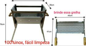 Churrasqueira Dobrável caçamba Portátil Em Aço Inox Com Grelha + Brinde - Itagrelhas