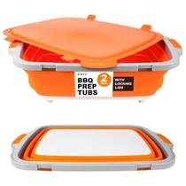 Churrasqueira dobrável Prep Tub Set Drip EZ com tábua de cortar e tampa