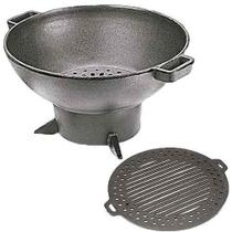 Churrasqueira E Fogareiro Redondo 32cm Com Grelha Reta