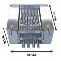 Churrasqueira ecologica double grill em aço inox escovado com proteção refrataria 55 x 51 x 28 cm Churrasqueira ecologica double grill em aço inox escovado com proteção refrataria 55 x 51 x 28 cm