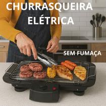 Churrasqueira Elétrica 1500W Grelha Removível Temperatura Ajustável Sem Fumaça Carnes Legumes Casa
