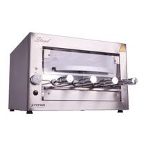 Churrasqueira Elétrico de Bancada 4 Espetos Porta de Vidro para Apartamento Stand Pequena