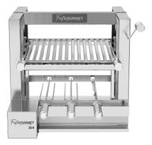 Churrasqueira elevatória gourmet c/ kit inox304 + 1 grelha e 3 espetos - fast gourmet