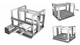 Churrasqueira Elevatória Painel 3 Espetos + Grelha Argentina + Grelha Moeda