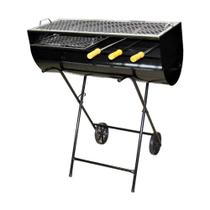 Churrasqueira Espetinho Carrinho 2 Grelhas 3 Espetos Aço Inox Ouro Minas