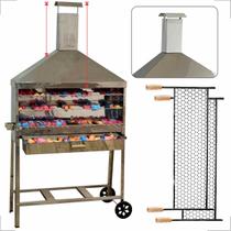 Churrasqueira Espetinho Inox Três Alturas Com Gaveta p/ o Carvão 1 METRO Com 2 Grelhas Espetinhos mais Rápido